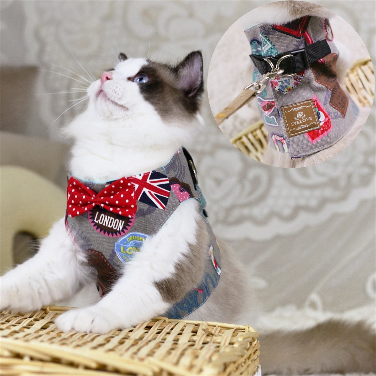 Rope Cat Traction Cat Chest Strap Set Bow