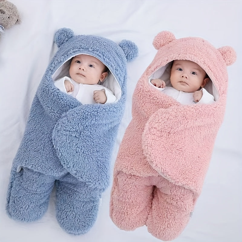 Winter Baby Sleeping Bag Bear Nap Printed Sleeping Bag, Suitable For Babies Aged 0-10 Months, Soft Nap Mat With Removable Pillow