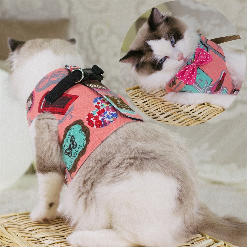 Rope Cat Traction Cat Chest Strap Set Bow